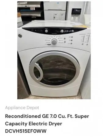 Reconditioned GE 7.0 Cu. Ft. Super Capacity Electric Dryer DCVH515EF0W