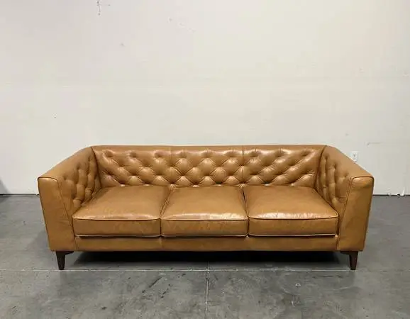Art Deco Tan Leather Sofa