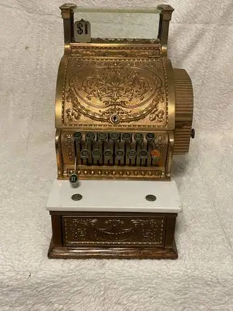 Antique brass national cash register candy store soda fountain barbershop  #317