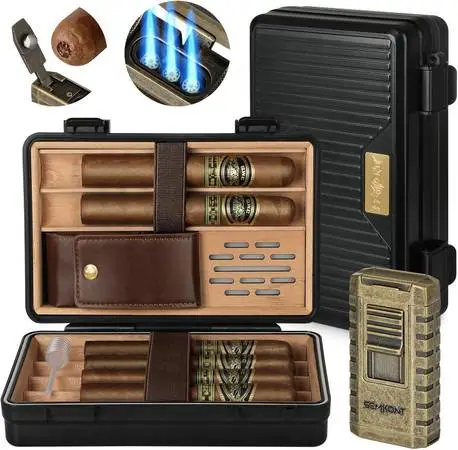 Travel Cigar Humidor with Lighter - New in Box!