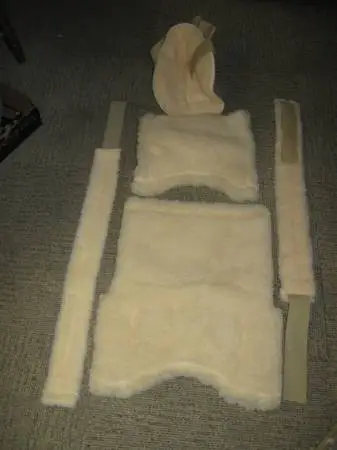 Sheepskin Padding for Leg Injury in Wheelchair