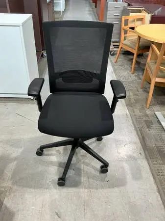 Black Mesh Back / Fabric Seat Mid Back Office Chair on Wheels