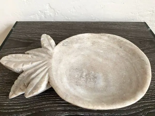 Vintage Carved Stone Pineapple Dish