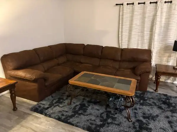 Suede sectional