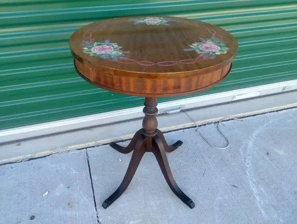 Vintage Duncan Phyfe Hand Painted Mahogany Drum Table - NICE!