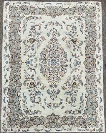 VINTAGE PERSIAN NAIN HAND KNOTTED RUG, 9.0 x 11.7