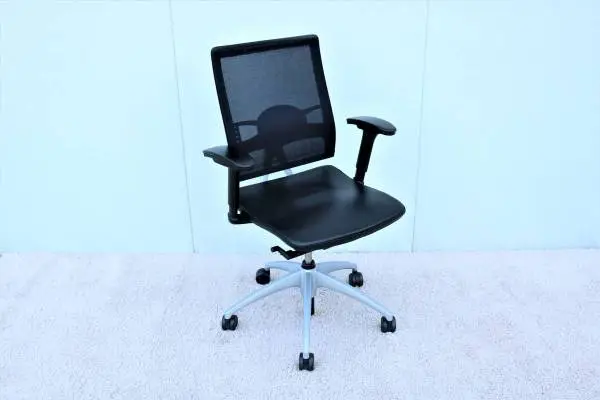 Knoll Open Up Black Leather Ergonomic Desk Chair Design Mathias Seiler