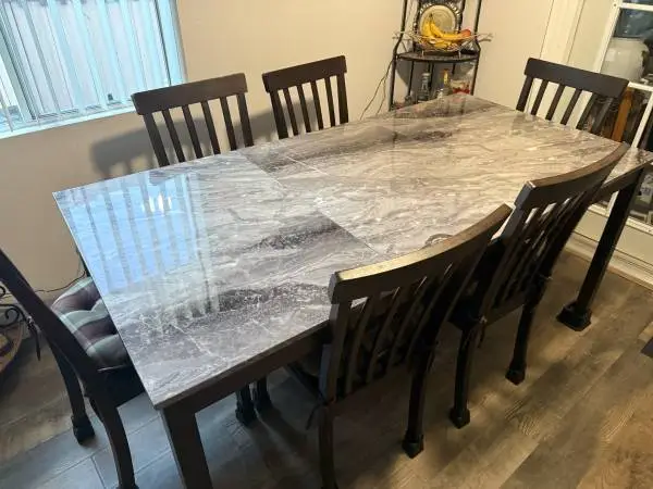 Beautiful Kitchen Marble Look Table 6 Person MUST SEE!a