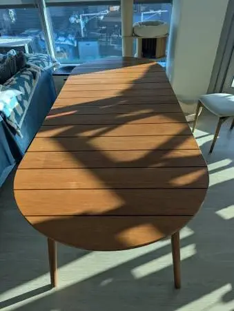 Solid teak wood indoor/outdoor dining table for 8 with detachable legs