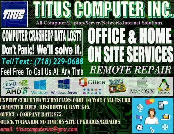 1️⃣ Computer Services $70 Business&Home On-Site/In-House/Remote Repair