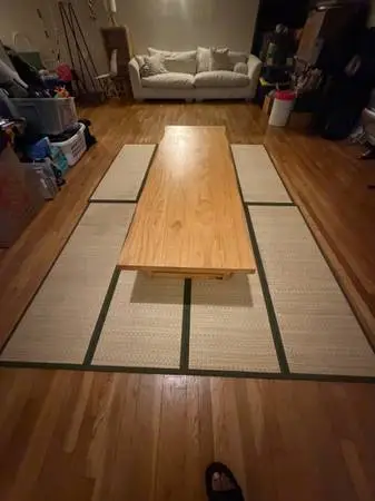Large Imported Japanese Dining Table (Seats 8) with Cushions – Elegant