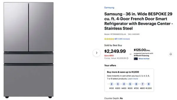 Samsung - 36 in. Wide Refrigerator New