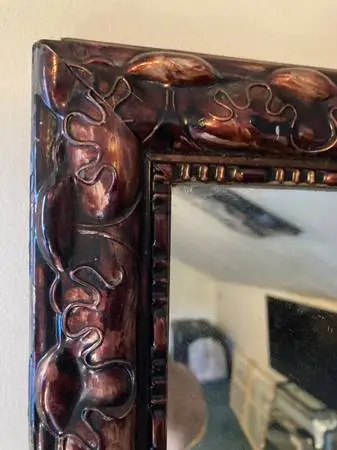LARGE MIRROR WITH VERY NICE DECORATIVE FRAME