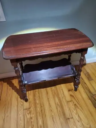 Antique Mahogany Library End Table W/ Book Trough