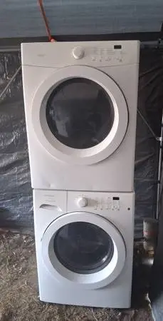 Stacking frontload washer and dryer, made by g.e