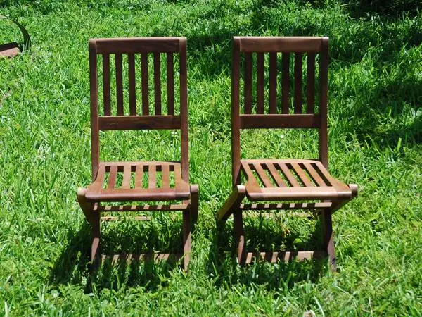 Folding Deck Chair x 2 - Wood - Small for Children or Asians