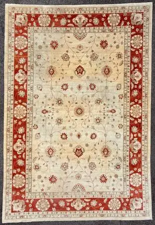 MANSION SIZED OUSHAK HAND KNOTTED RUG, 12.1 x 17.7