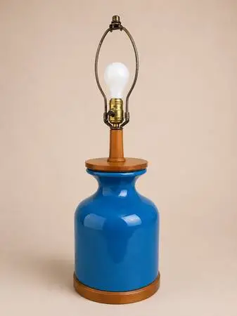 Mid Century Danish Modern Teak and Ceramic Lamp