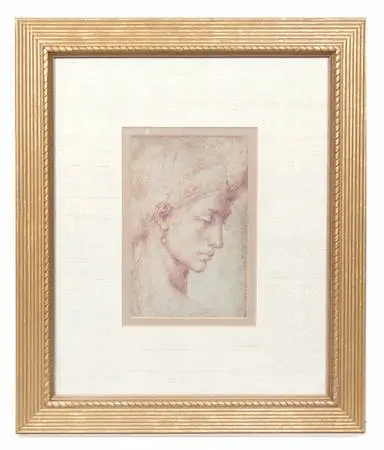 Michelangelo Testa Femminile di Profilo Art Print Matted & Framed