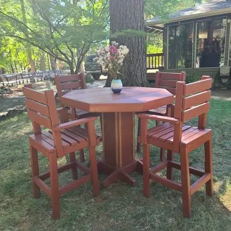 Solid Wood Patio Dining Set Pub Height