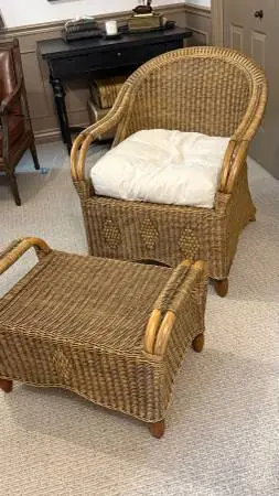 Wicker Chair and Ottoman