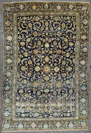 ANTIQUE PERSIAN KASHAN HAND KNOTTED RUG, 7.11 x 12.0