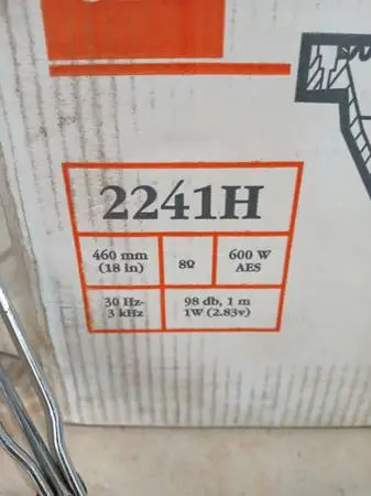JBL 18 2241H subwoofer 600 watts NOS! x2 $200-$350