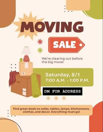 MOVING SALE | 8/1/26 | 7AM-1PM
