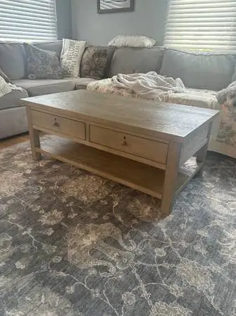 Pottery Barn Benchwright coffee table and end tables