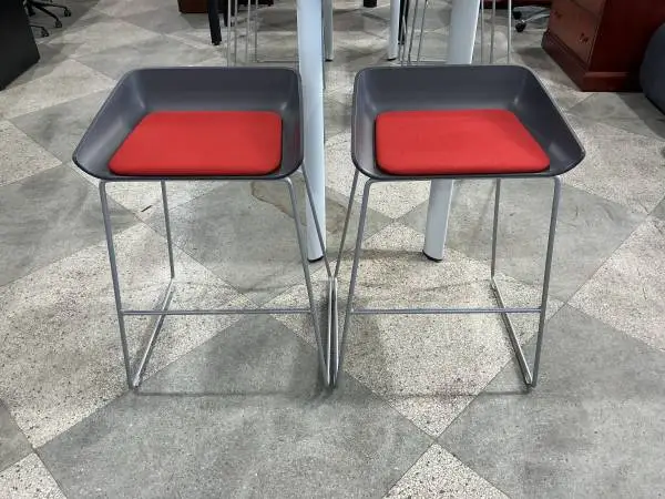 Bar Height Stool by Steelcase w/ Red Fabric Seat
