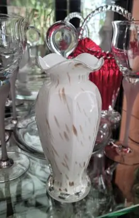 Vintage Murano Glass Vase with Gold Flecks