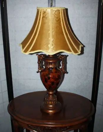 Lamps:Beautiful Poly Gold Table Lamp,& Pair of Mauve lamps