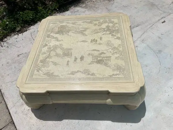 Heritage ming treasures goat skin coffee table asian