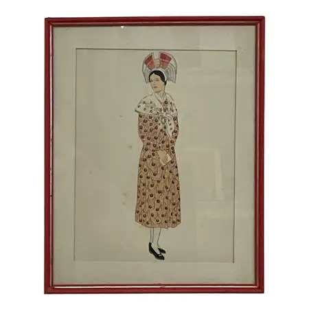 Vintage French Fashion Print by Lepage-Medvey, Costumes Français Woman.