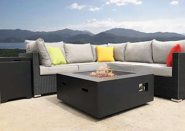 Patio outdoor wicker sofa set with fire pit- new!