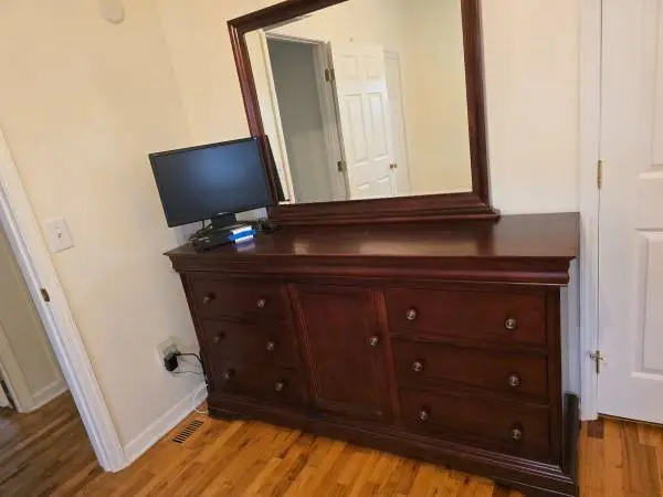 Large Cherry Wood Dresser with Mirror