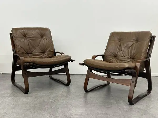 Mid Century Lounge Chair Chairs by Giske Carlsen Norway $795 Each