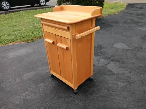 Butcher Block Small Kitchen Island Cart on Wheels