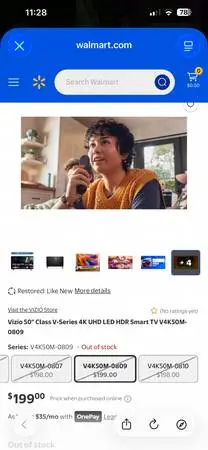 Vizio 50’ TV