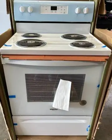 New White Whirlpool Electric Stove 30” Width
