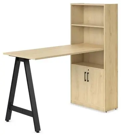 *9 colors 60,66,71w x 30d V Leg Desk with 71H 5 Shelf Bookcase