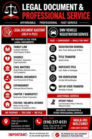 Legal Document Assistant + DMV Registration Service Fast & Affordable