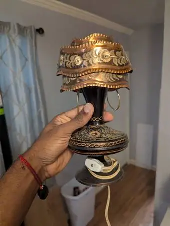 Etched Copper & Brass Tiered Mini Accent Lamp