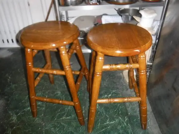 2 Solid Oak Stools with Seats 24 High