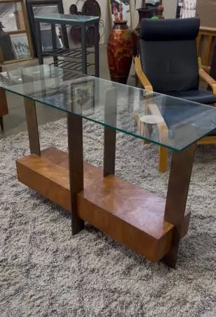 Contemporary glass top console table