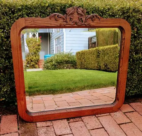 ash mirror-hand bevelled-Art Noveau style-1910s