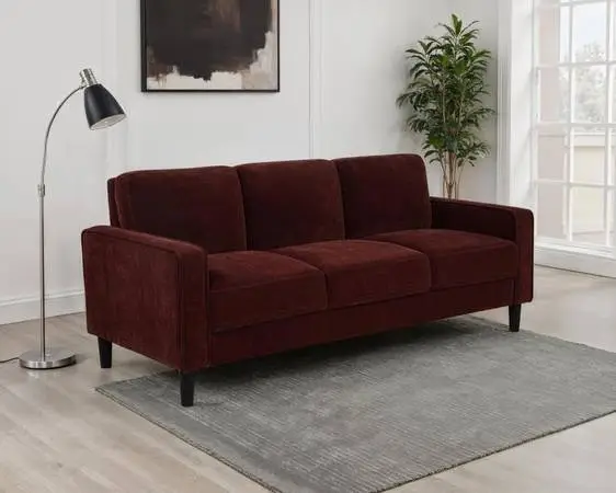 New Modern Living Room Sofa Upholstered in Red Rust Color Fabric!