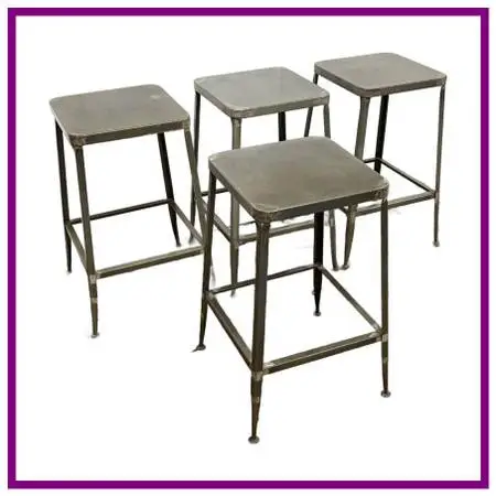 Cb2 Flint Metal Counter Stools, Set Of Four