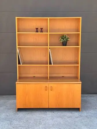 Mid Century Modern Danish Wall Unit Cabinet – Record Player Storage