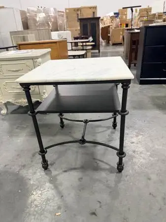 Studio Mcgee Metal Side Table White Carrara Marble/Dark Bronze